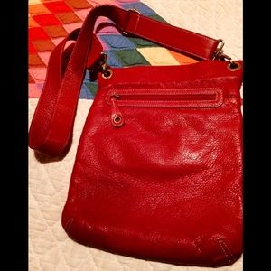 Red leather satchel